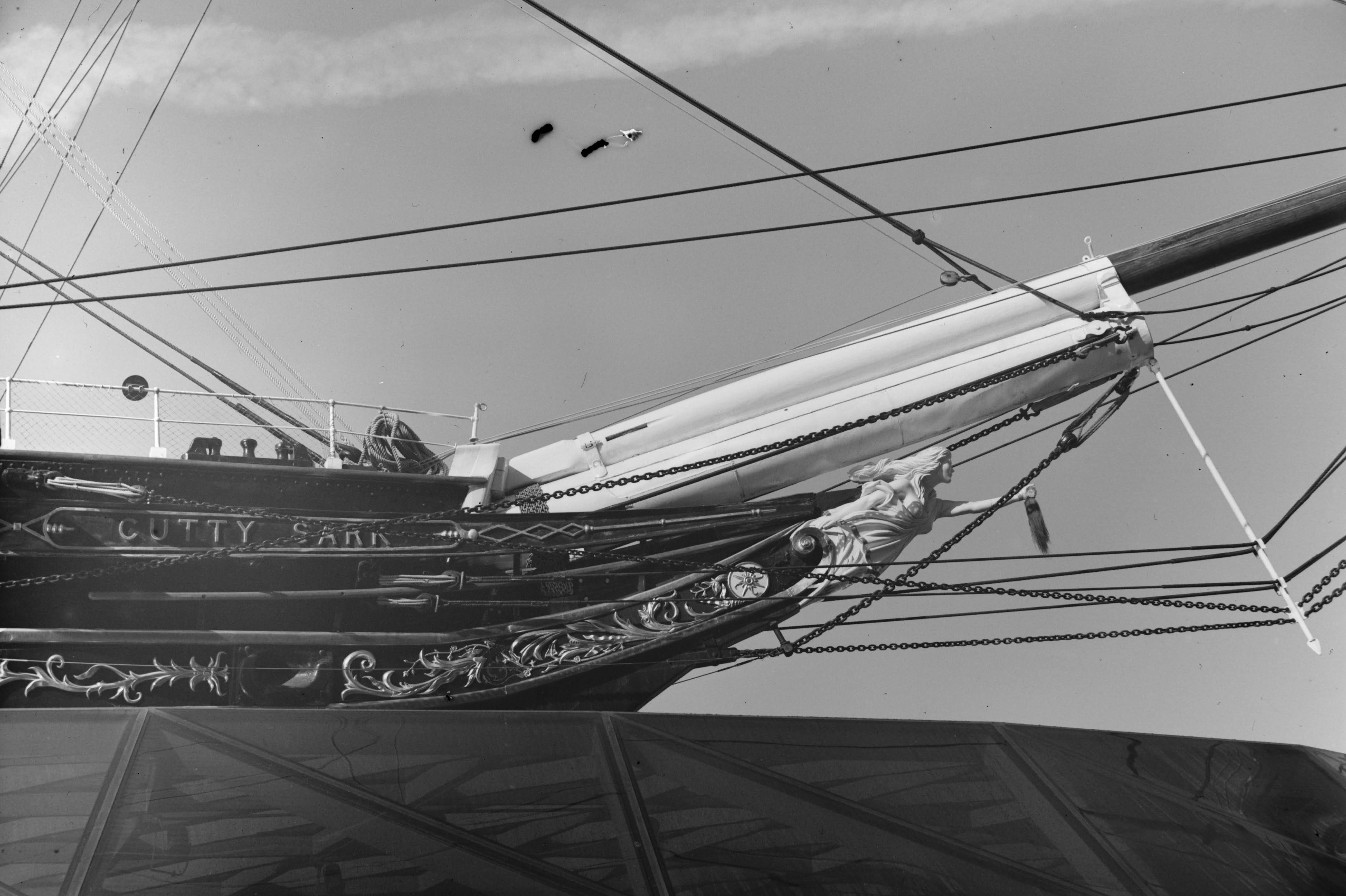 A view of Cutty Sark featuring more emulsion damage